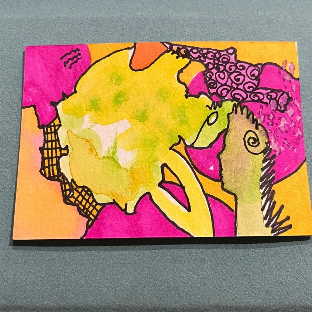 🤑3 for $12 🤑 Abstract Art Card with Vibrant Colors ACEO - Picture 1 of 2